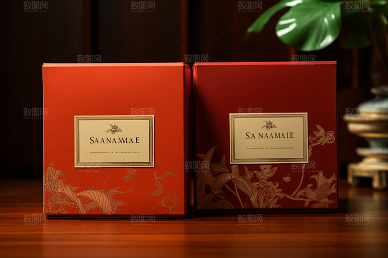 中式礼盒雅致中国风样机