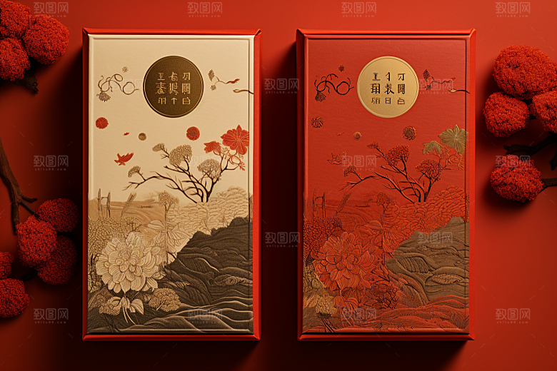 中式礼盒包装设计大气样机