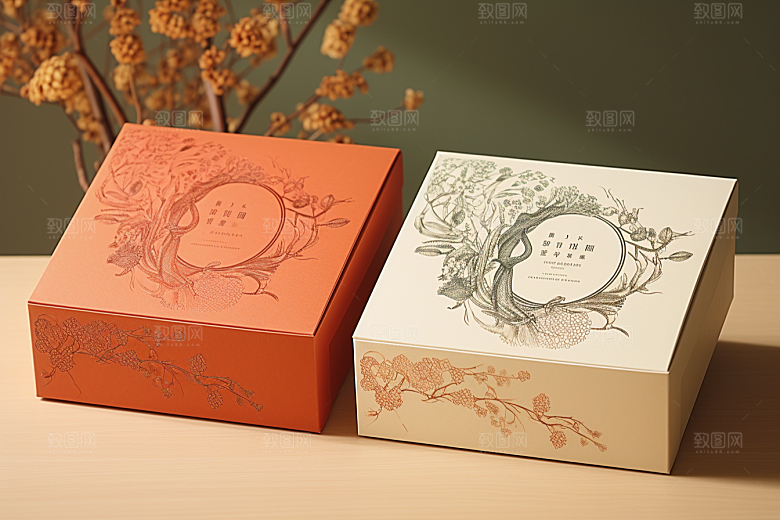 中式礼盒雅致清新样机