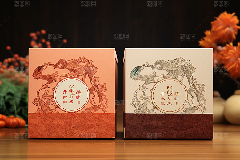 中式礼盒实物礼物样机