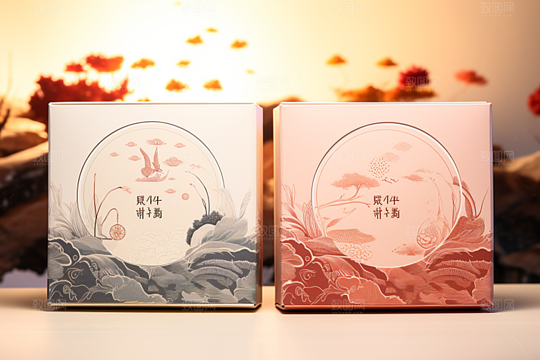 中式礼盒雅致清新样机
