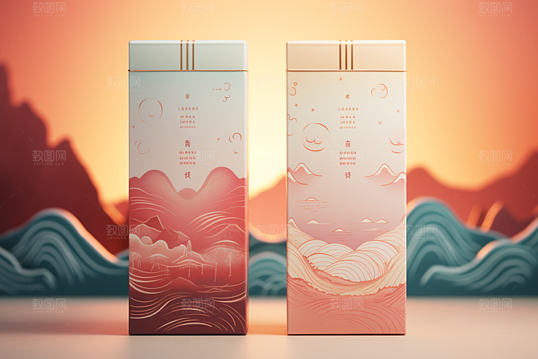 中式礼盒立体高端样机