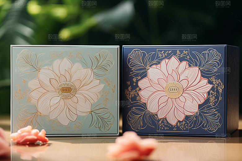中式礼盒包装盒雅致样机