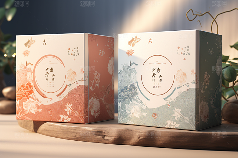 中式礼盒大气实物样机