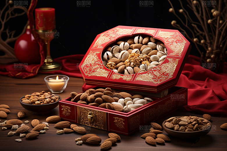 坚果礼盒美食干货摄影图