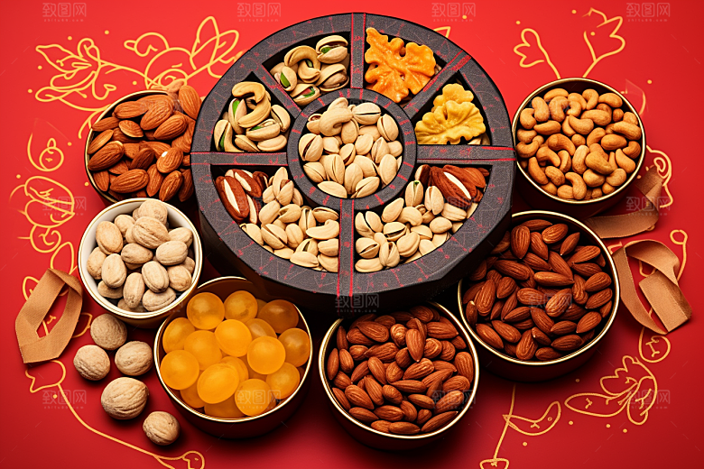 坚果礼盒高清新年摄影图