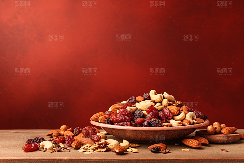 坚果礼盒干果美食摄影图