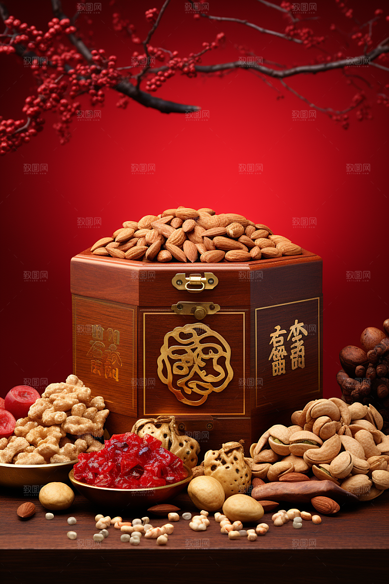 坚果礼盒美食干货摄影图