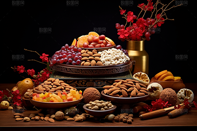 坚果礼盒美味炒货摄影图