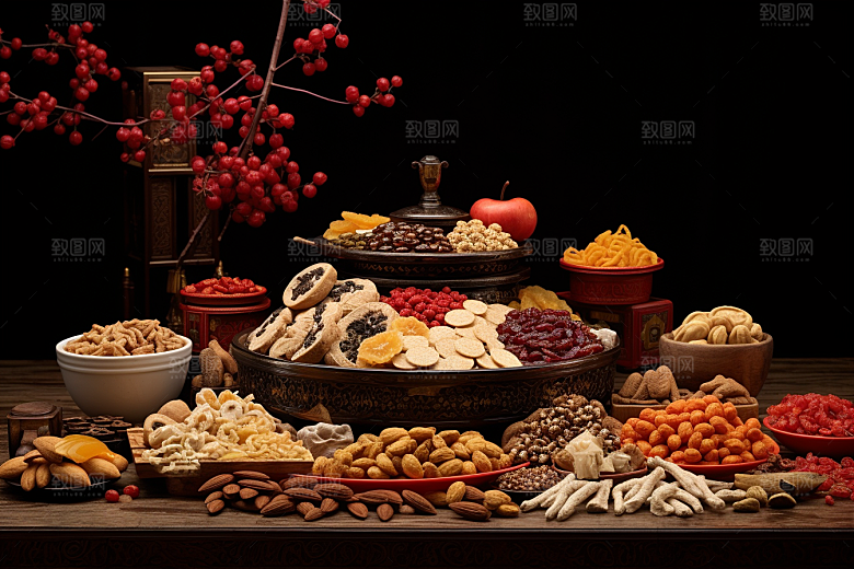 坚果礼盒年货礼盒新年摄影图