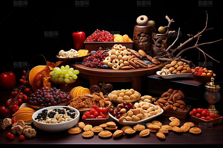 坚果礼盒干果美味摄影图