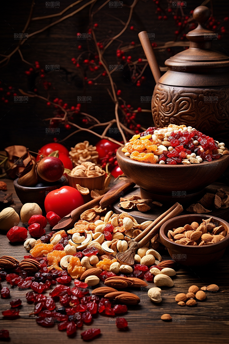坚果礼盒干果新年摄影图