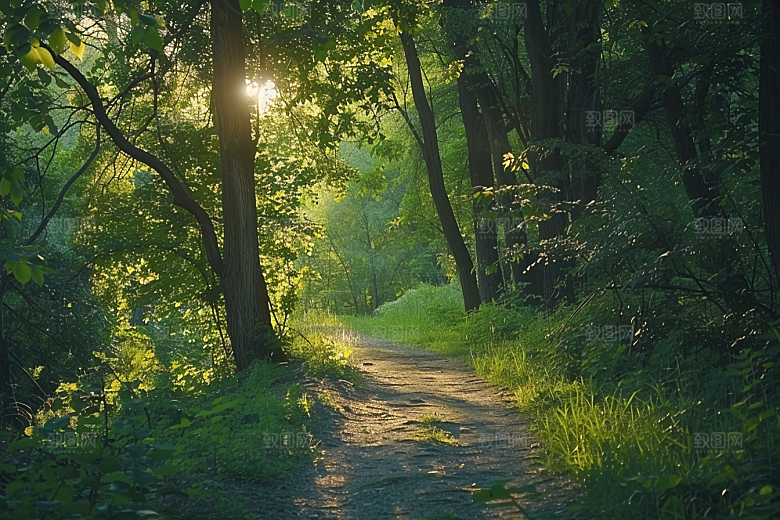 林荫小路自然露营摄影图