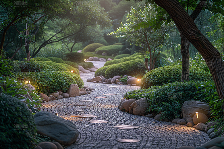 林荫小路徒步植物摄影图
