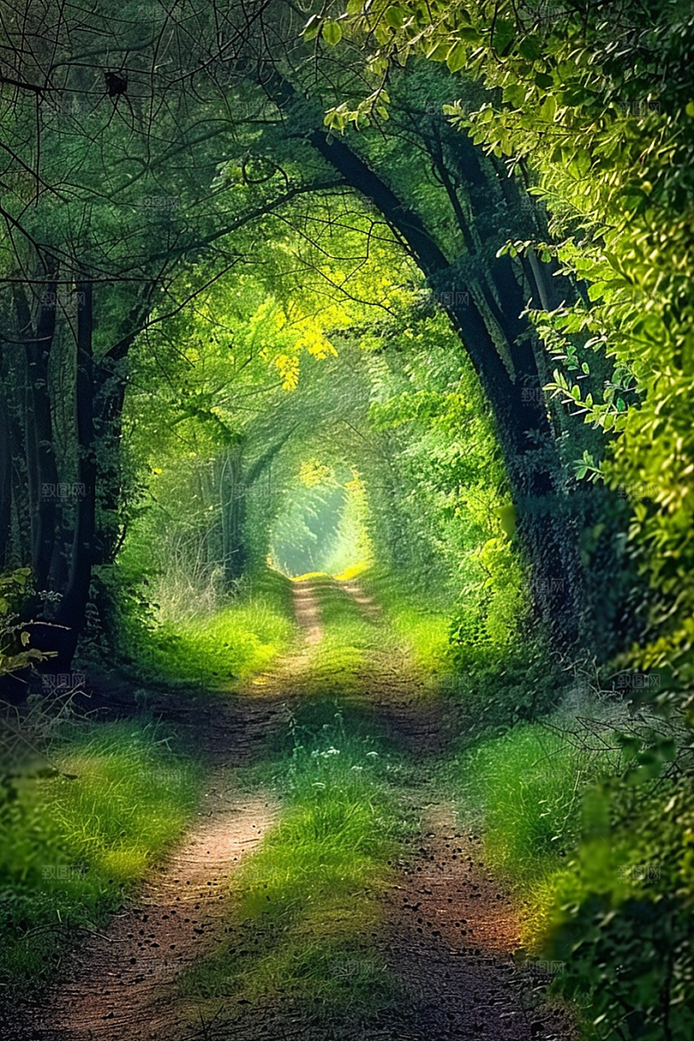 林荫小路旅游环境优美摄影图