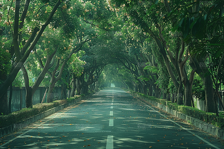 林荫小路户外绿色摄影图