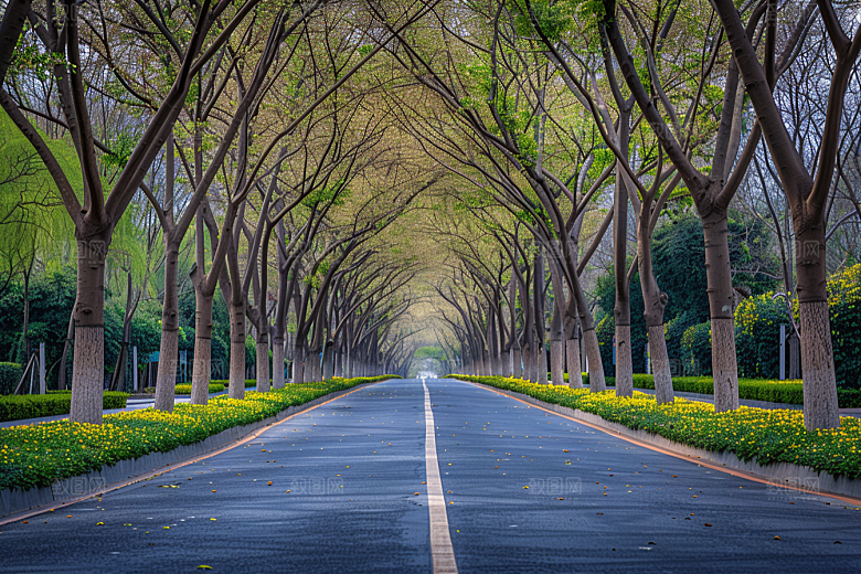 林荫小路旅行户外摄影图