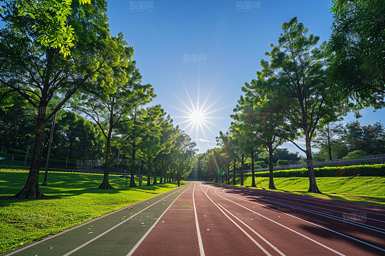 林荫小路露营高清摄影图