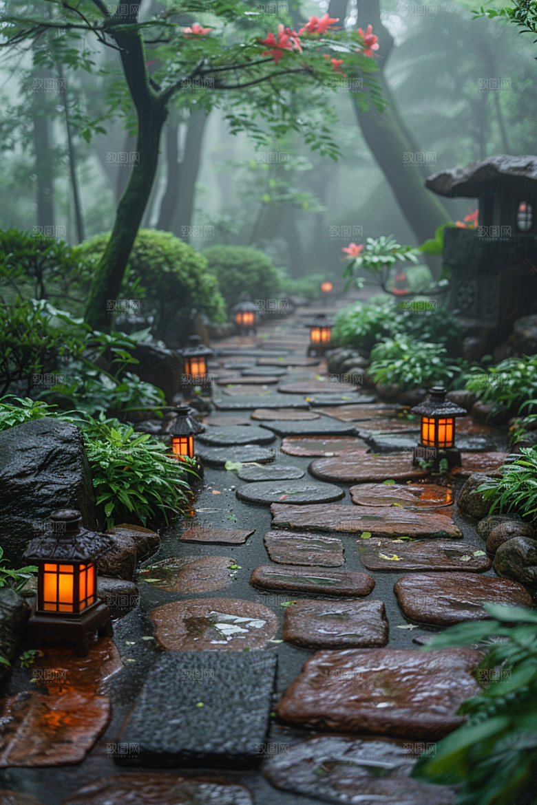林荫小路户外树林摄影图