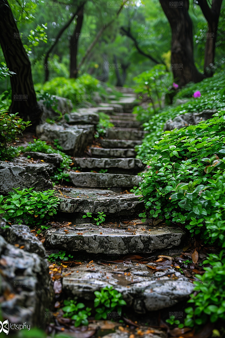 林荫小路自然绿色摄影图