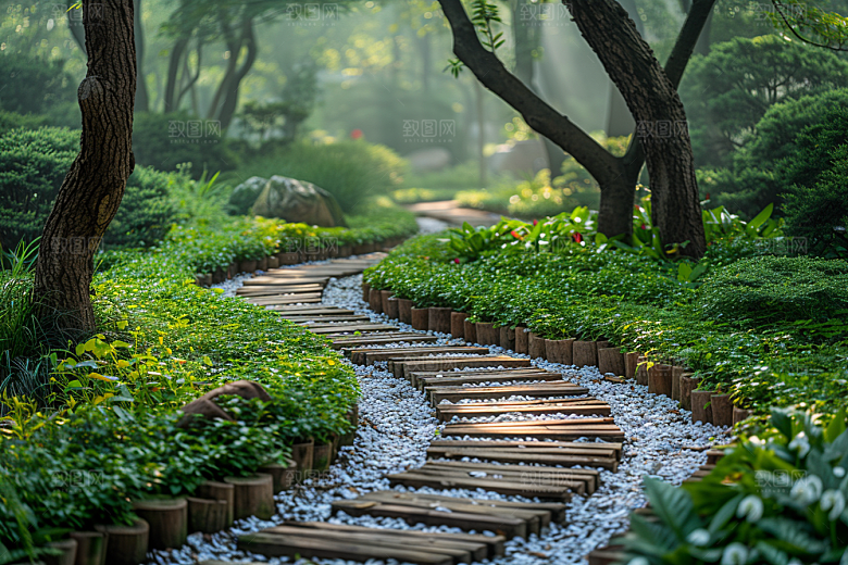 林荫小路露营旅行摄影图