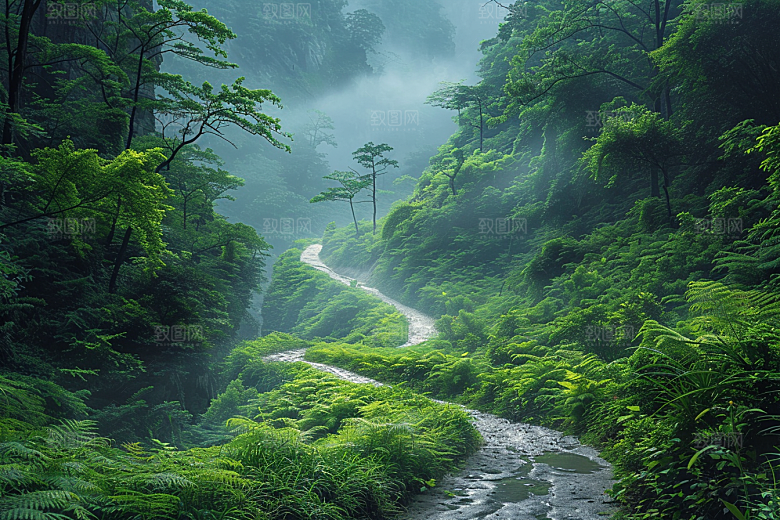 林荫小路林间自然摄影图