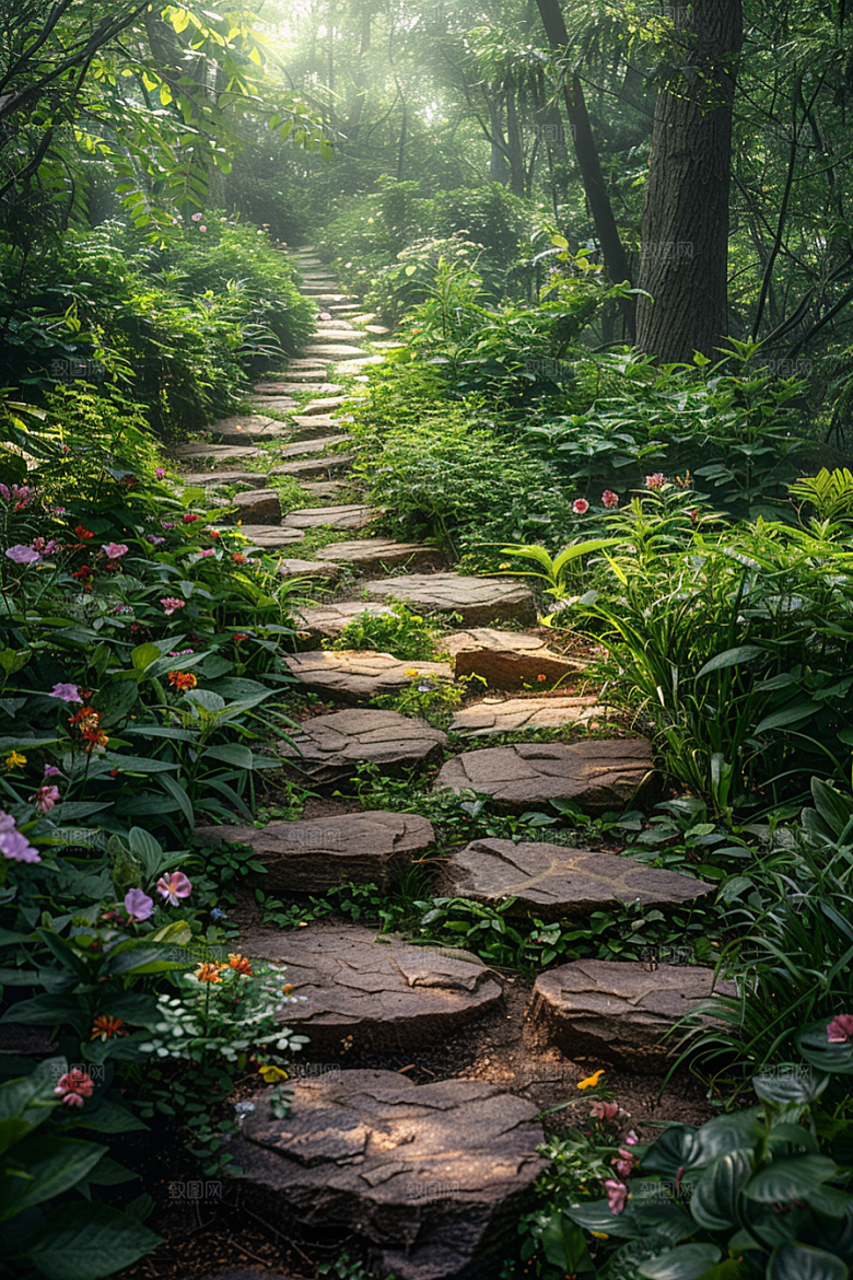 林荫小路露营旅游摄影图