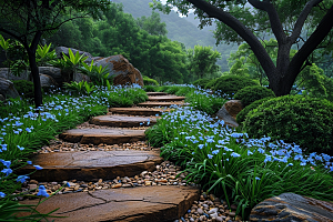 林荫小路山林自然摄影图