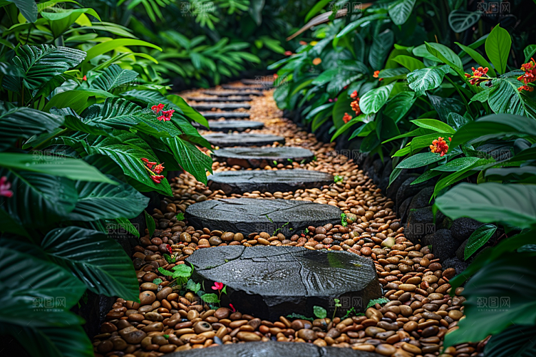 林荫小路山林林间摄影图