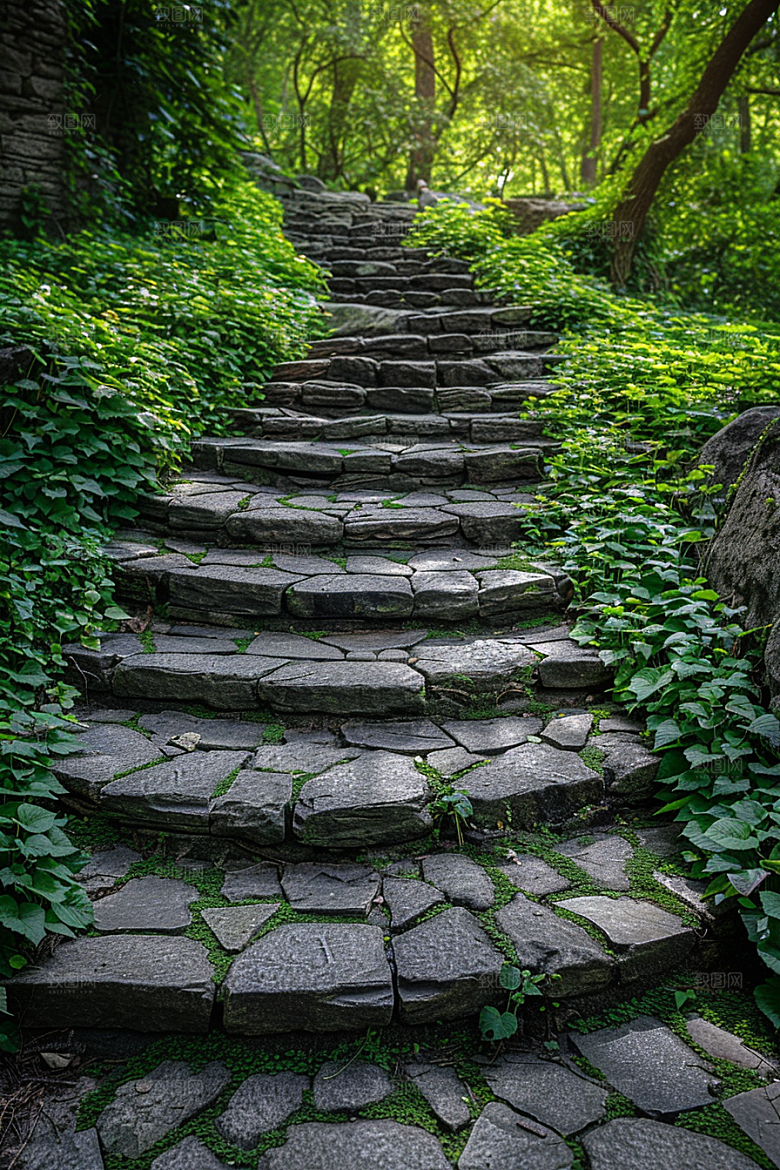 林荫小路林间野营摄影图