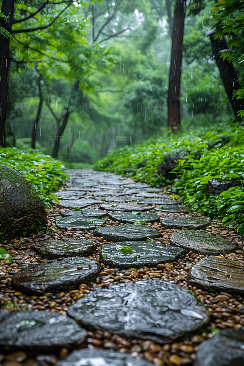 林荫小路山林环境优美摄影图