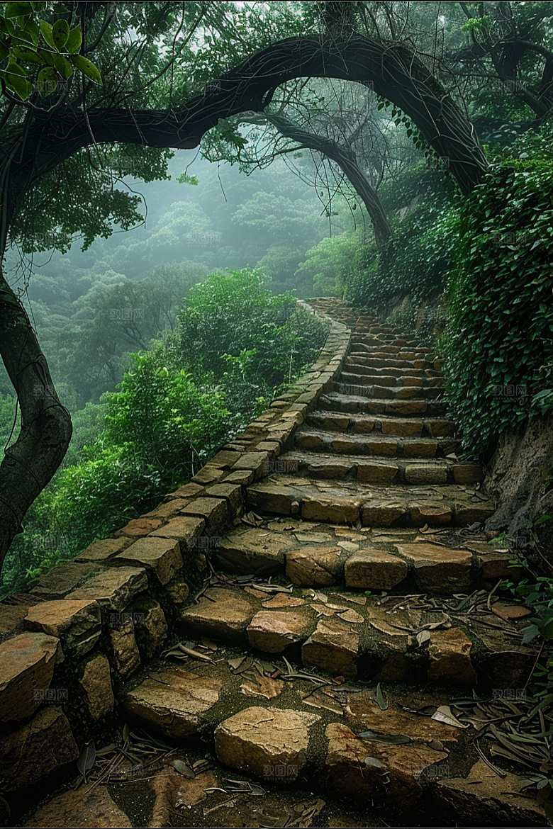 林荫小路野营旅行摄影图