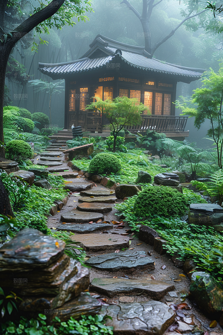 林荫小路环境优美旅游摄影图
