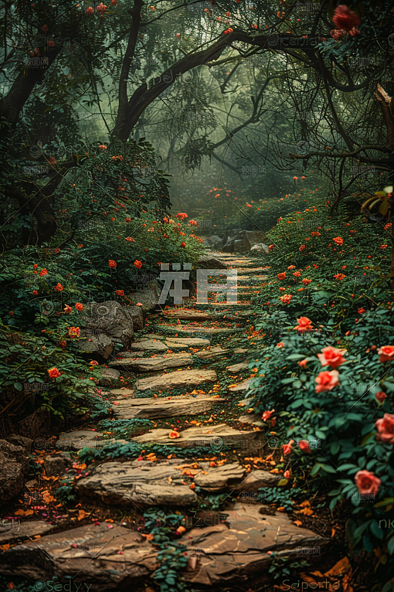 林荫小路户外山林摄影图