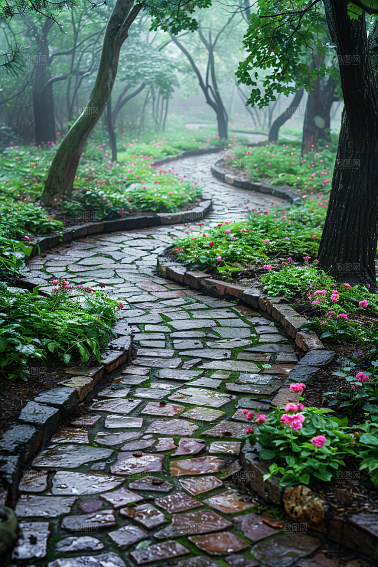 林荫小路旅游环境优美摄影图