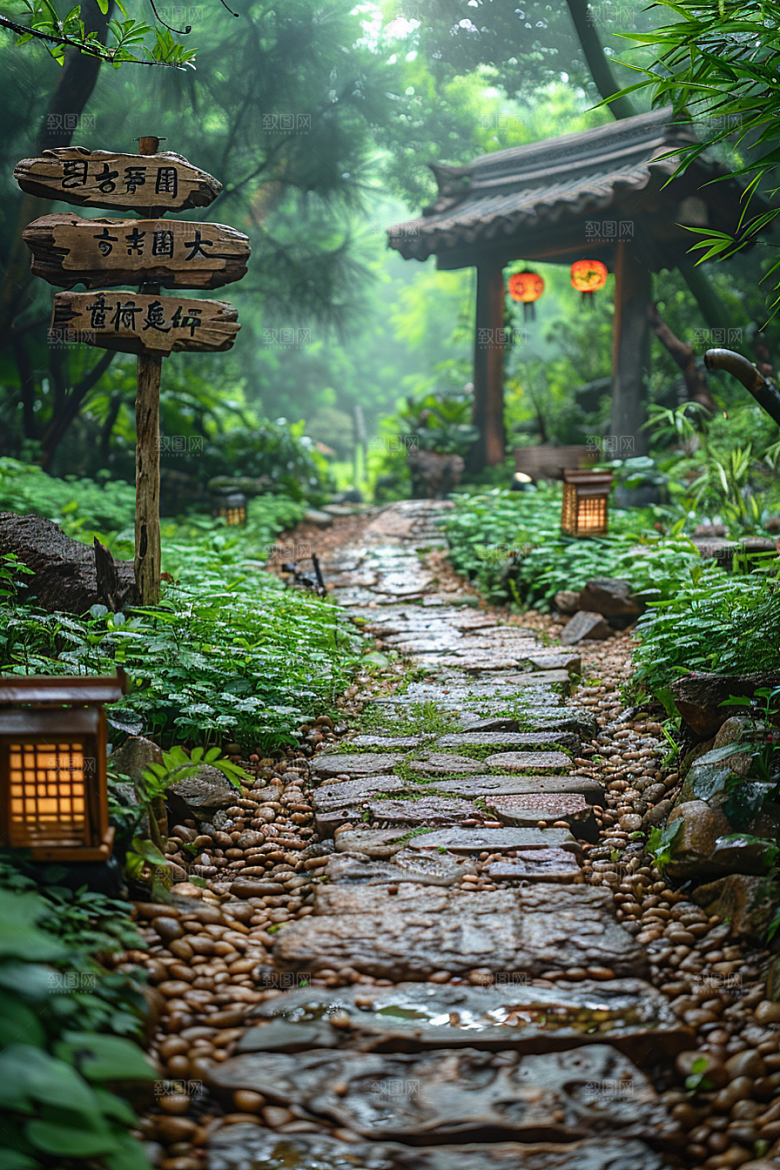 林荫小路户外绿色摄影图