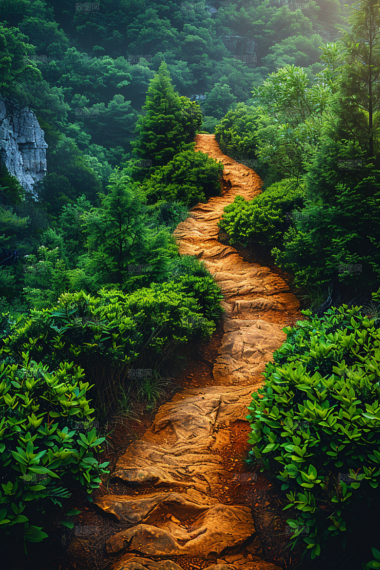 林荫小路树林野营摄影图