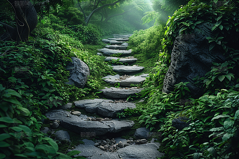 林荫小路树林户外摄影图