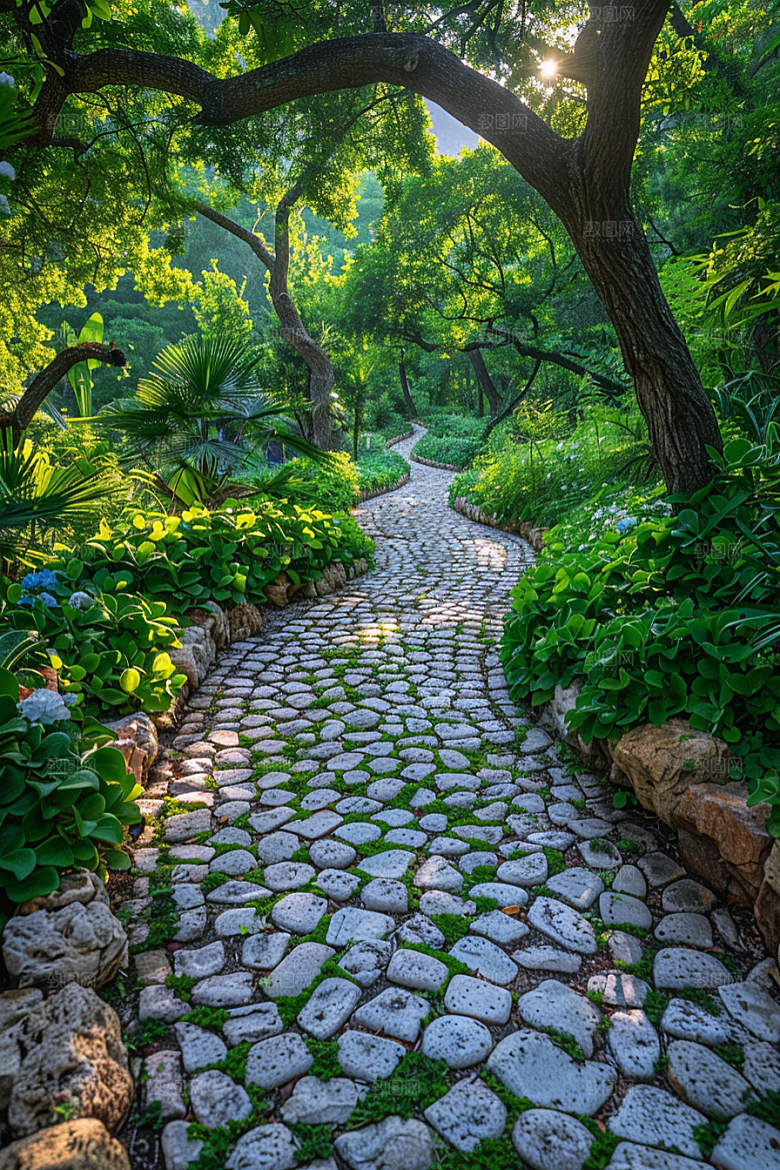 林荫小路空气清新高清摄影图