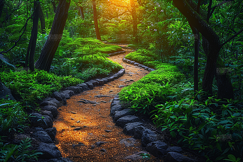 林荫小路旅行自然摄影图