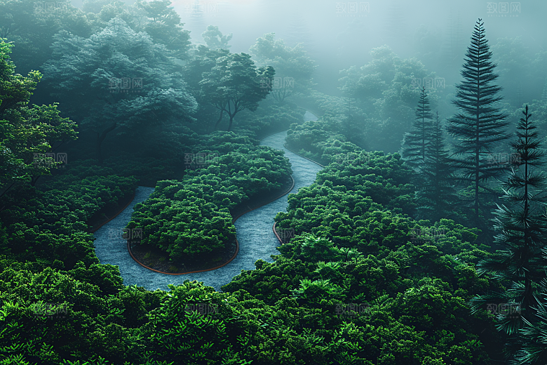 林荫小路空气清新植物摄影图