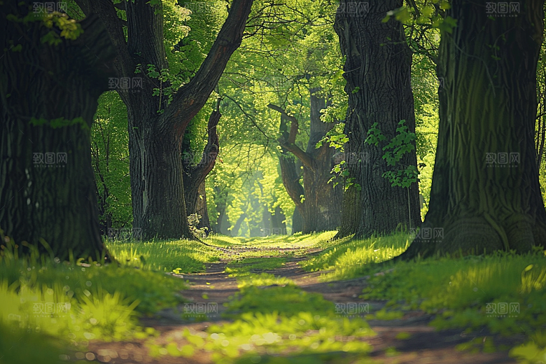 林荫小路树林林间摄影图