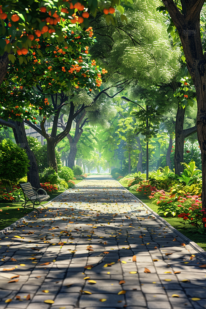 林荫小路植物旅行摄影图