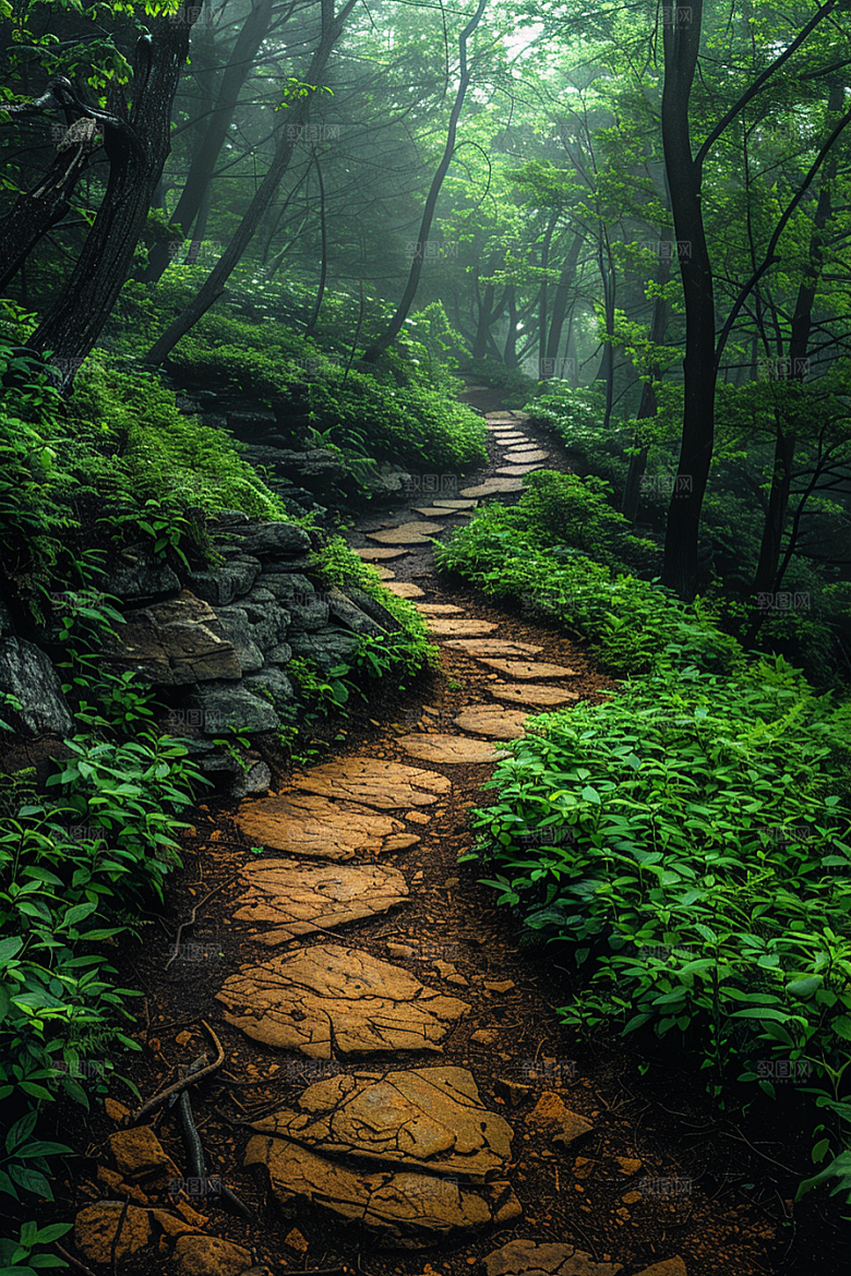 林荫小路山林旅游摄影图