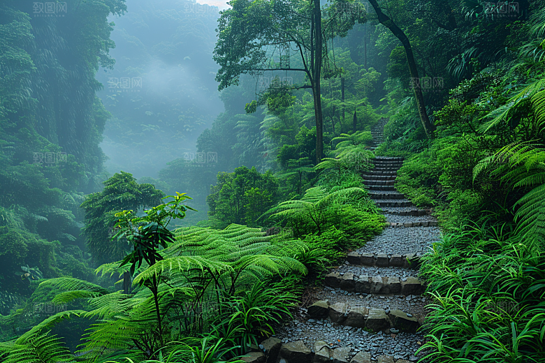 林荫小路旅行露营摄影图