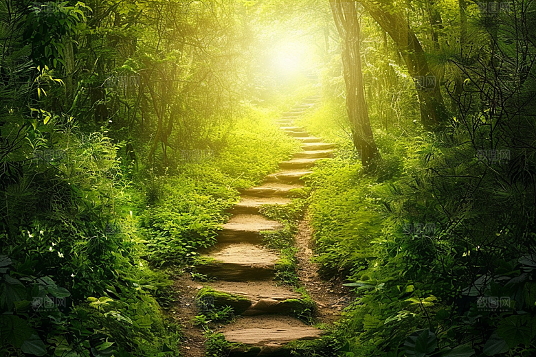 林荫小路绿色旅游摄影图
