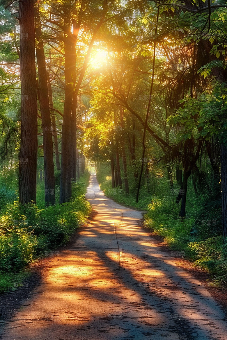 林荫小路高清绿色摄影图