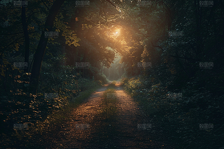 林荫小路自然旅游摄影图
