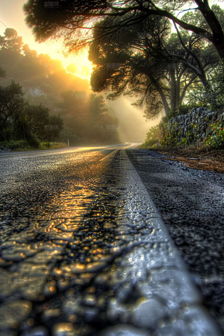 柏油马路自驾道路素材