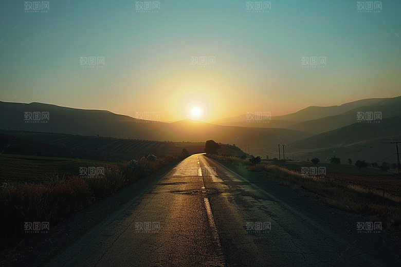 柏油马路公路地平线素材